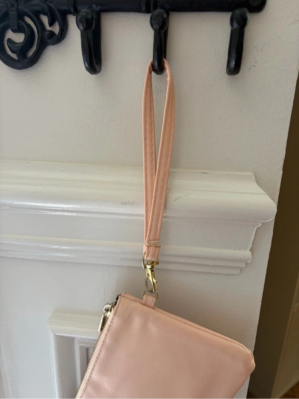 Adrienne Vittadini Blush Wristlet Clutch Vegan Leather Charging Port Included